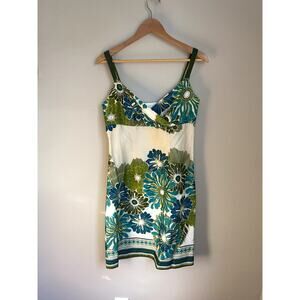 Ann Taylor Floral Cream Midi Dress Y2K Cotton Island Girl Garden Party Work Boho